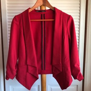 Red Open Front Blazer